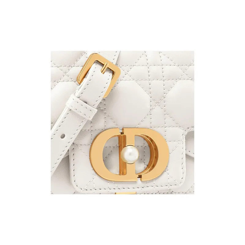 DIOR Cow Leather Shoulder Bag Crossbody Bag Handbag Small Size Women's Milk White-6