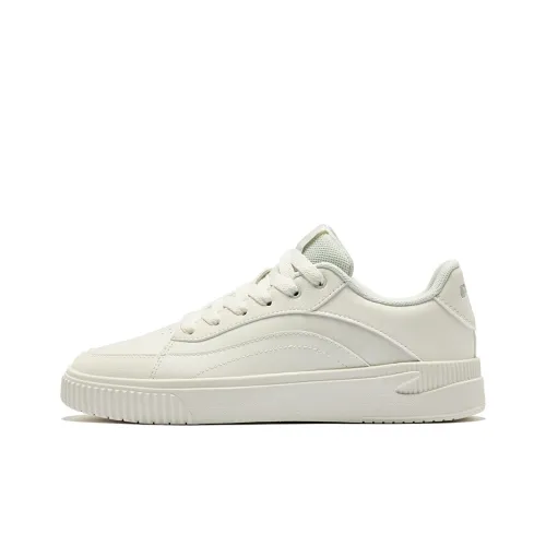 Erke Flying Cranes Anti Slip Wear Resistant Low Top Skateboard Shoes Women's Microcrystal White