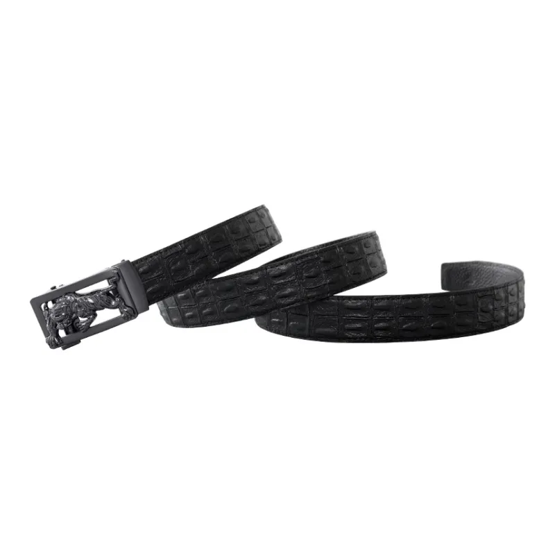 LUCKY LION Crocodile Pattern Belted Casual Automatic Buckle Top Grain Cow Leather Belts Men's-10