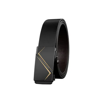 LUCKY LION Buttonless Automatic Buckle Business Casual For Middle Aged Men Cow Leather Belts Men's