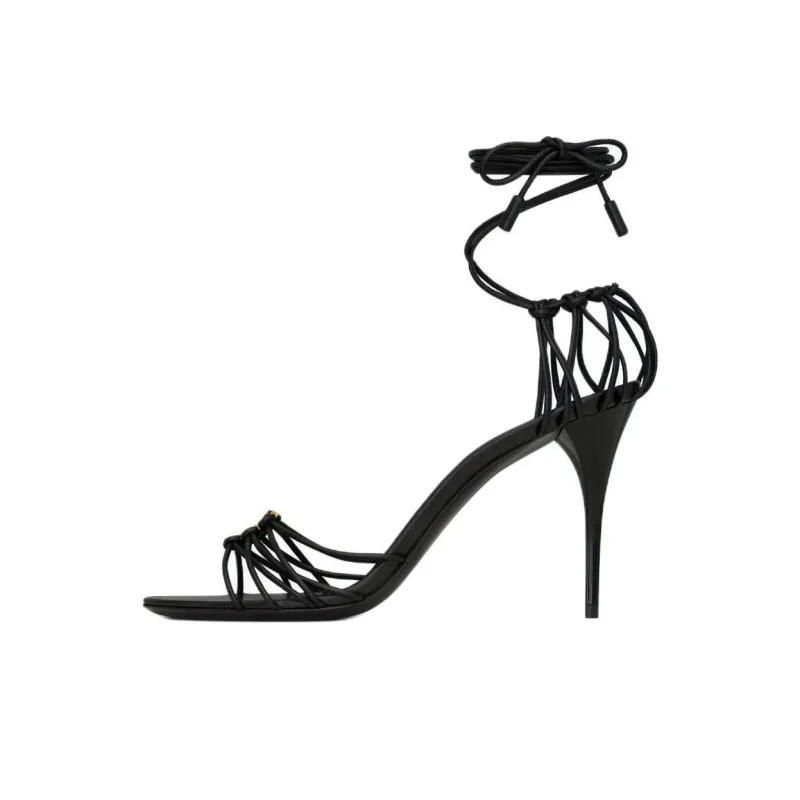 SAINT LAURENT Babylone Logo Plaque Sandals Women's-0