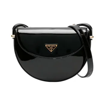 PRADA Patent Leather Crossbody Bag Shoulder Bag Women's Black