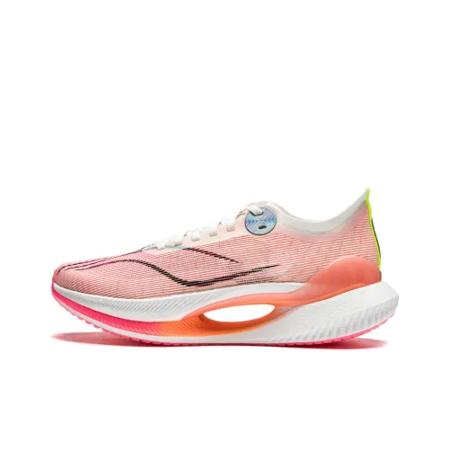 LINING Jueying 2 Essential Running Shoes Women's Low-Top Ivory/Fluorescent Rose Pink