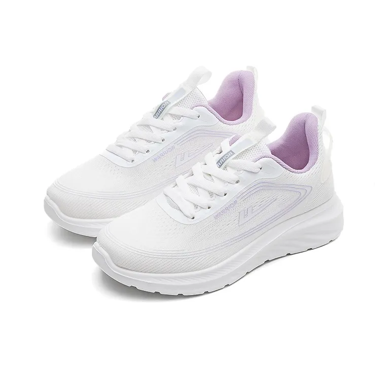 Warrior Wear-Resistant Lightweight Height Increasing Low-Top Running Shoes Women's White Purple-1