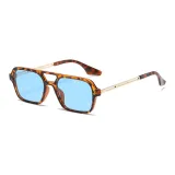 Leopard Print Frame with Blue Lens (Gold)