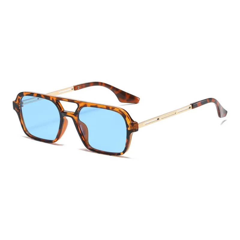 SOMAN Metal Aviator Sunglasses Unisex Black Gray Leopard Print Orange Transparent-12