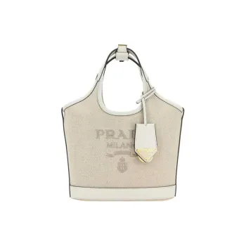 PRADA Fabric With Leather Shoulder Bag, Crossbody Bag, Handbag Mini Women's Ecru