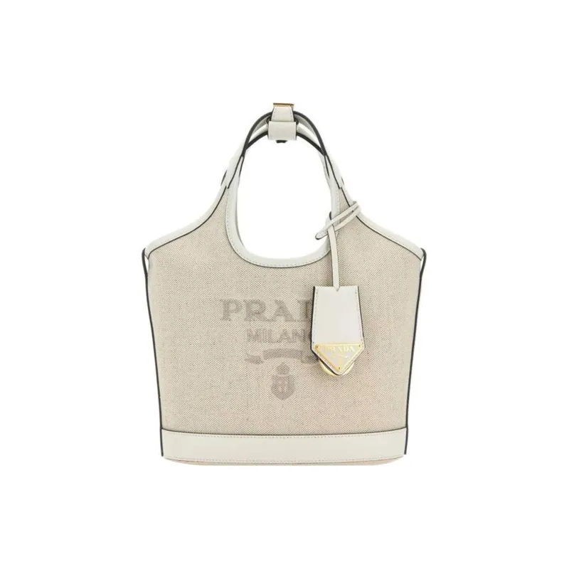 PRADA Fabric With Leather Shoulder Bag, Crossbody Bag, Handbag Mini Women's Ecru-0