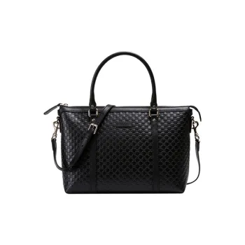 GUCCI Leather Cow Leather Tote Bag Shopping Bag Shoulder Bag Crossbody Bag Handbag Medium Size Women's Black