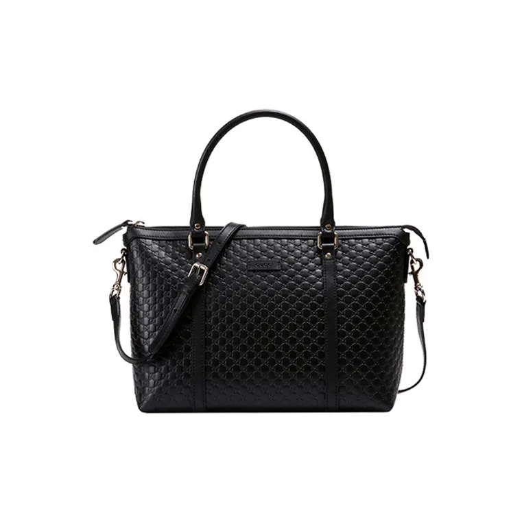 GUCCI Leather Cow Leather Tote Bag Shopping Bag Shoulder Bag Crossbody Bag Handbag Medium Size Women's Black-0