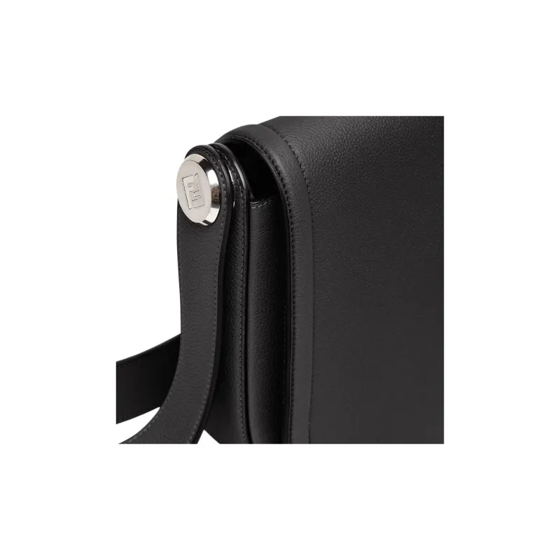 FENDI ROMA Calfskin Messenger Bag Shoulder Bag Crossbody Bag Men's Black-4