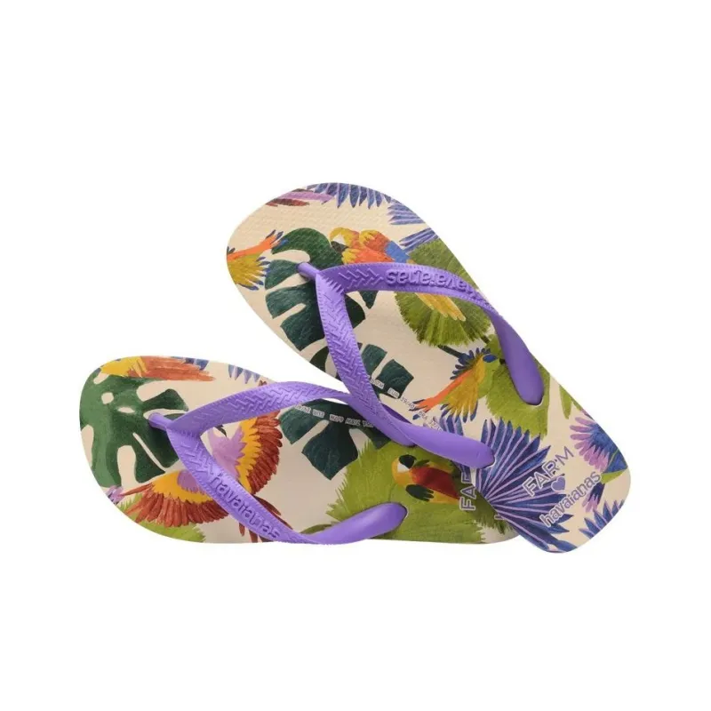 FARM RIO x Havaianas Flip Flops Women's Purple Beige-2