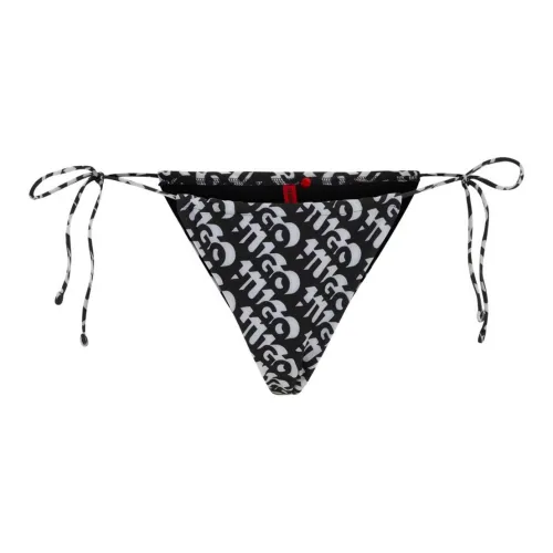 HUGO BOSS Tie-Side Bikini Bottoms With Repeat Logo Print Underpants Women's Black