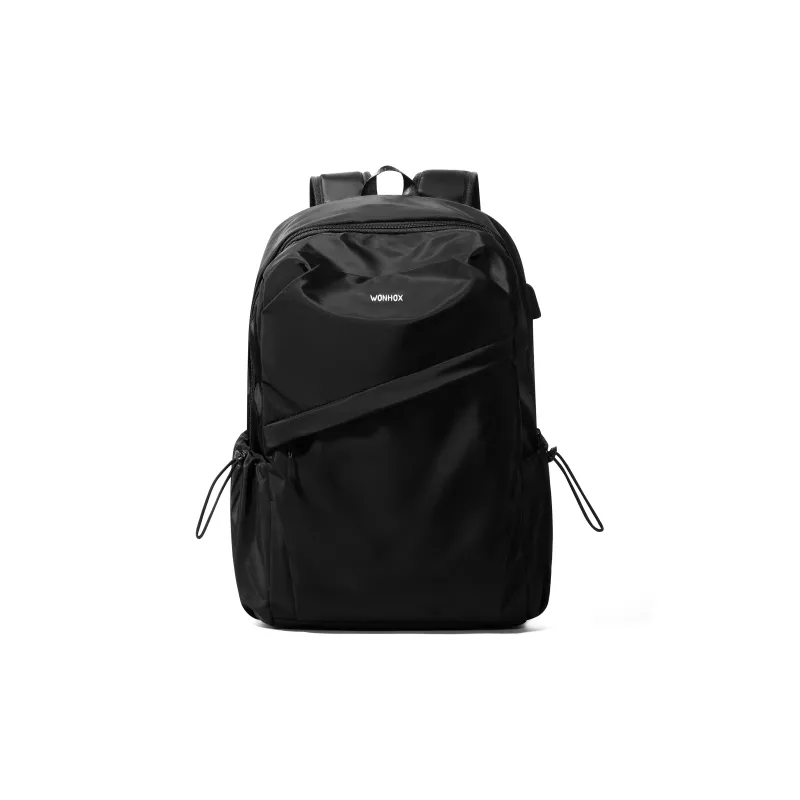 WONHOX Fabric Backpack Computer Backpack Travel Bag Backpack Regular Unisex Black-8