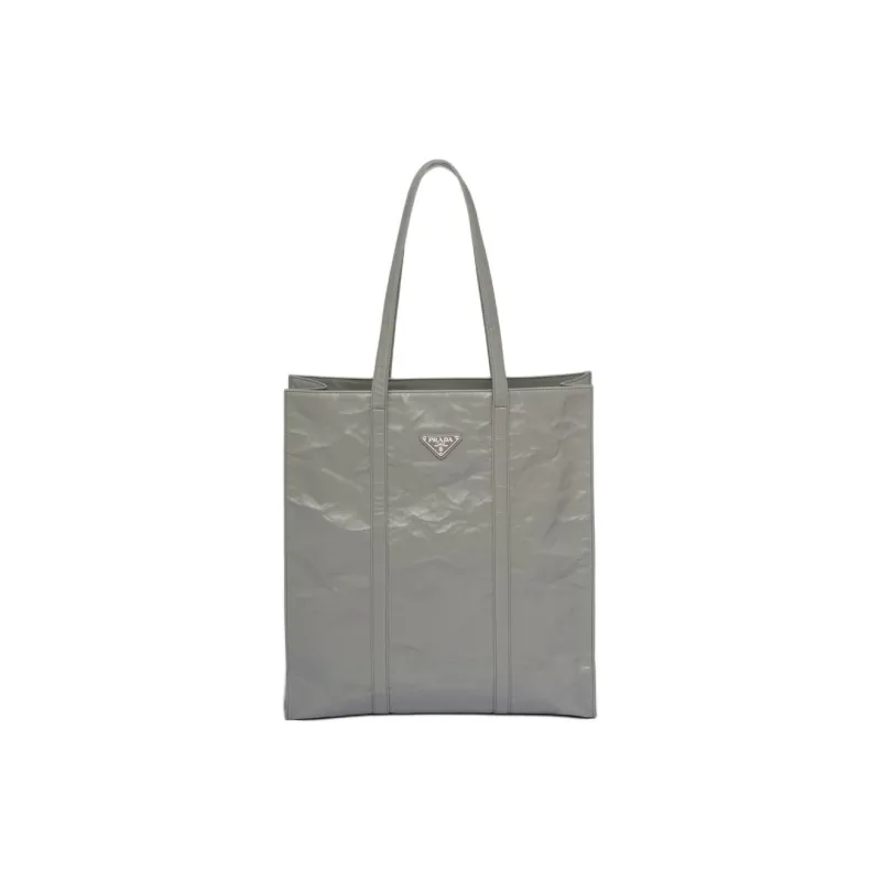PRADA Leather Tote Bag Shopping Bag Handbag Medium Size Women's Slate Gray-0