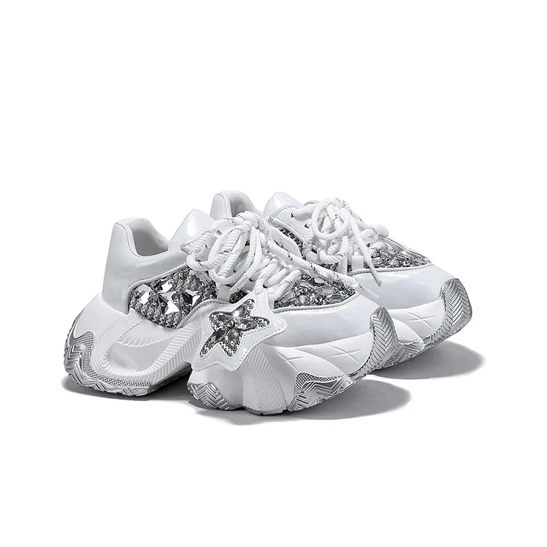 SELAIYA Slip Resistant, Abrasion Resistant, Breathable Low Top Chunky Sneakers Women's-6