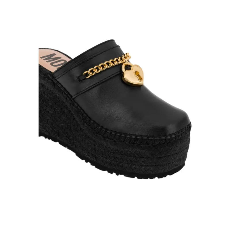 MOSCHINO Padlock-detail Platform Wedge Espadrilles-4
