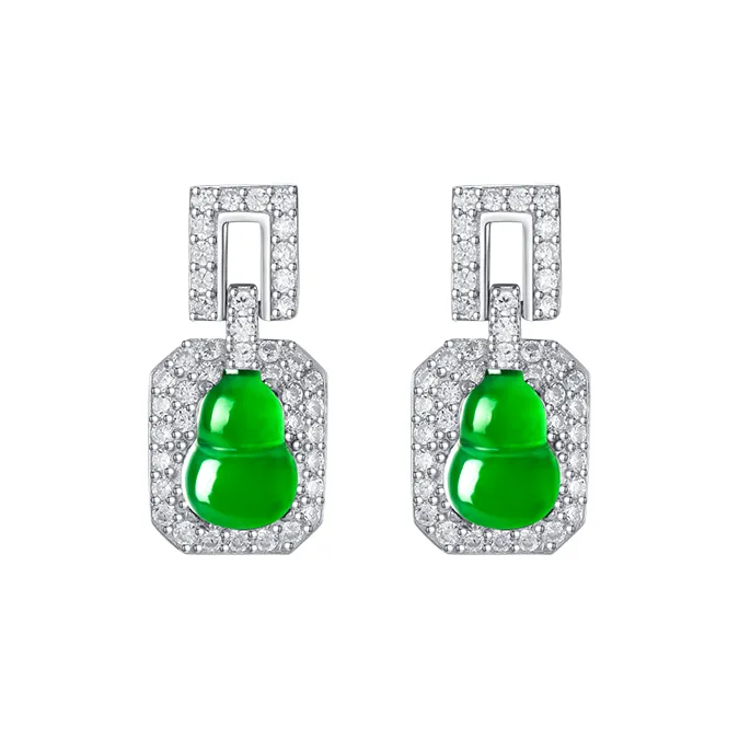 Princess Cui Ice Type Jadeite Stud Earrings Women's-0