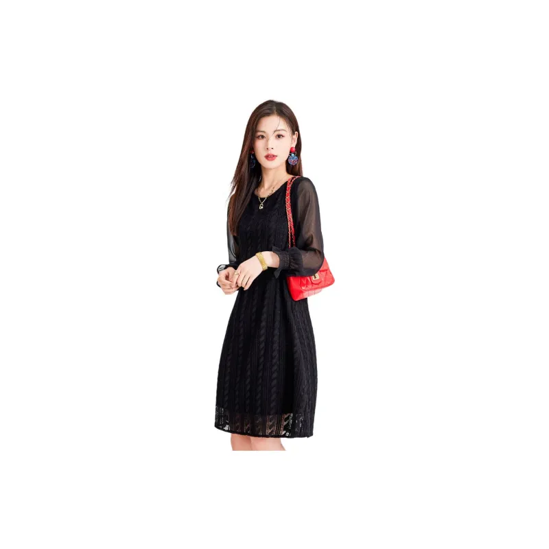 CARBAMMI Long Sleeved Dresses Women's Black-2