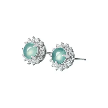 Seven Little Craftsmen Glutinous Jade Stud Earrings Women's