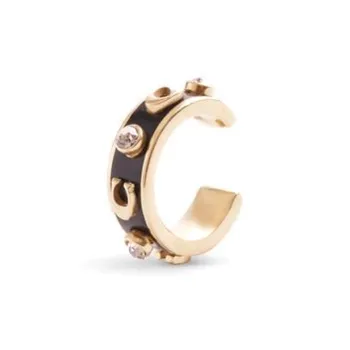 COACH Brass, Enamel, Glass, Cubic Zircon Clip On Earrings Women's Gold