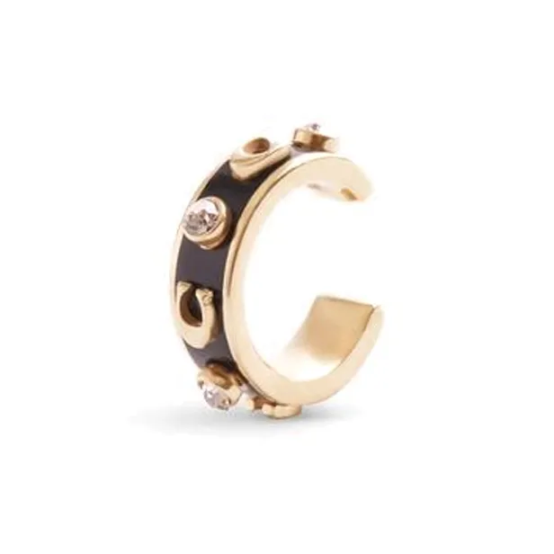 COACH Brass, Enamel, Glass, Cubic Zircon Clip On Earrings Women's Gold-0