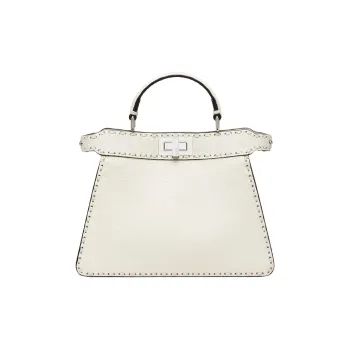 FENDI Peekaboo ISeeU Natural Grain Calfskin Shoulder Bag, Crossbody Bag, Handbag Small Size Women's White