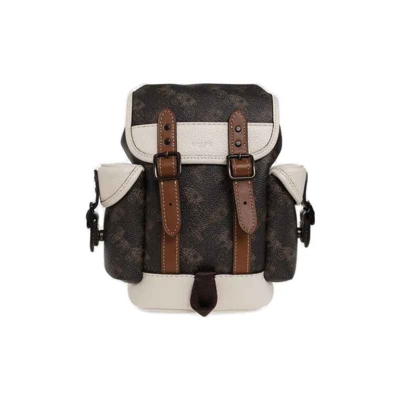 COACH Hitch Cow Leather With Artificial Leather Backpack, Shoulder Bag, Crossbody Bag Mini Women's White & Brown-1