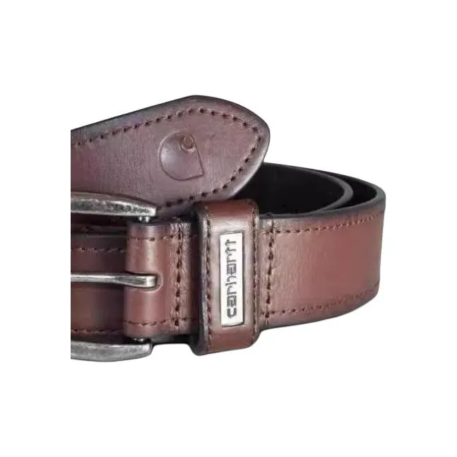 Carhartt Logo Carving Pin Buckle Leather Belts Men's Brown-2