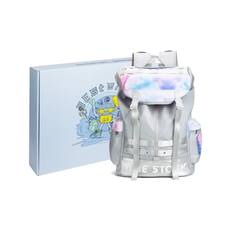 LOVERPUSS Polyester Backpack Large Size Unisex Iridescent Gray-13