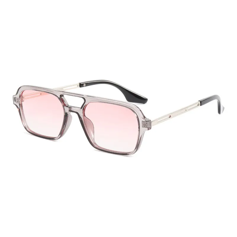 SOMAN Metal Aviator Sunglasses Unisex Black Gray Leopard Print Orange Transparent-7
