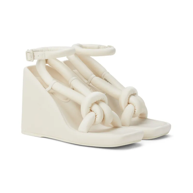 CHARLES&KEITH Small CK Strap Sandals 10.2cm Women's BLACK TEXTURED / White Chalk-4