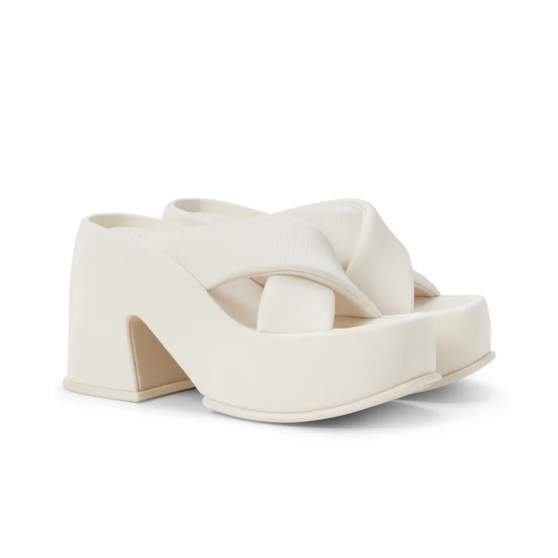 CHARLES&KEITH Slide Slippers Women's Black Textured/Chalk White/Orange-5