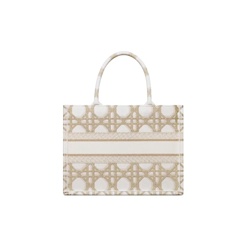 DIOR Embroidery Tote Bag, Shopping Bag, Handbag Medium Size Women's White-3