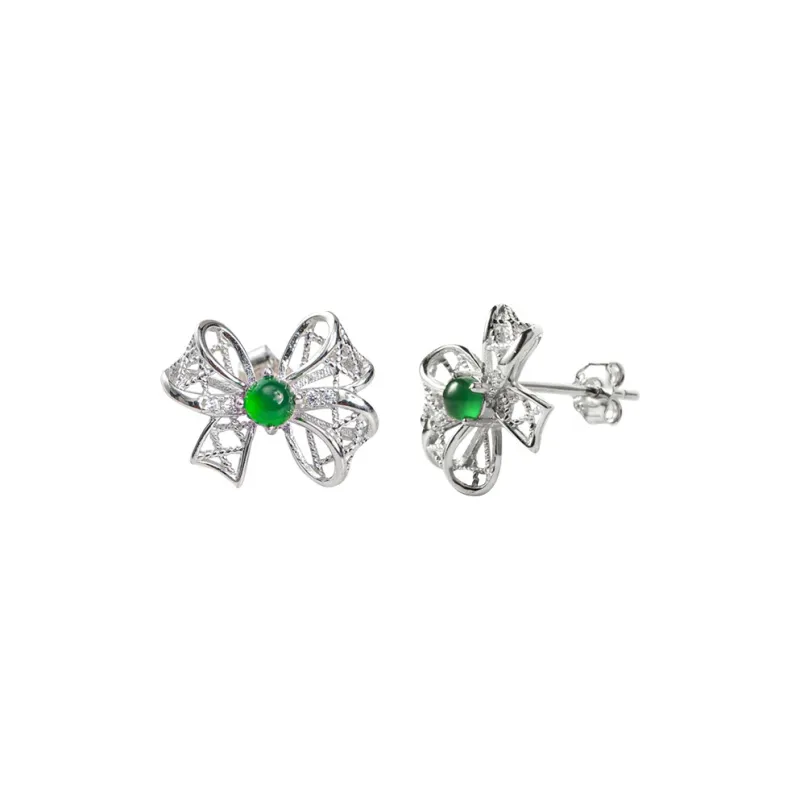 Princess Cui High Ice Jade Jadeite Stud Earrings Women's-0