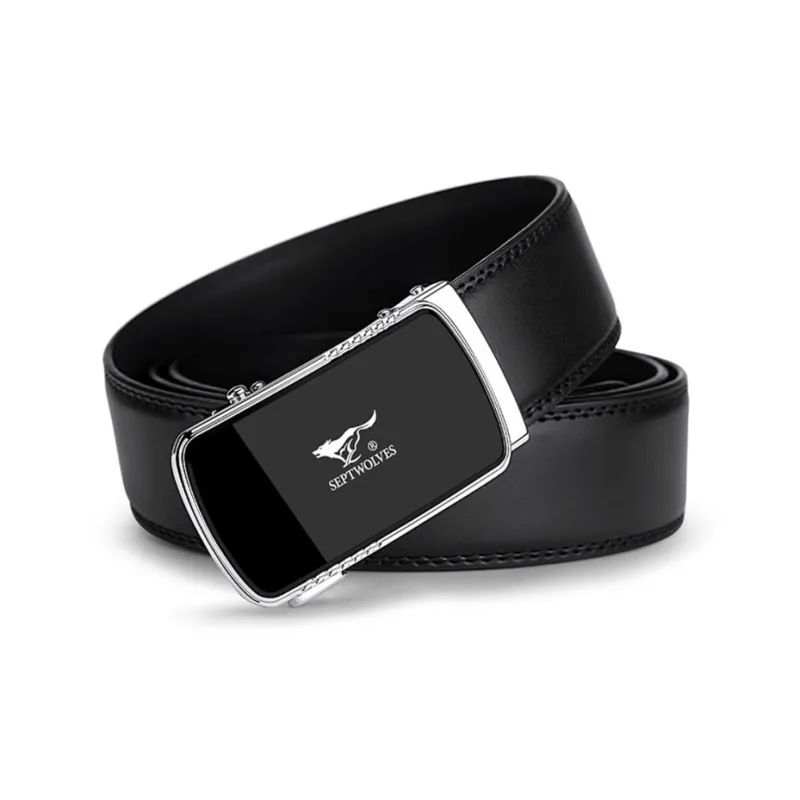 SEPTWOLVES Cow Leather Automatic Buckle Belt Men's Width 3.5cm-7