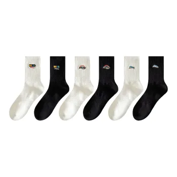 MIZU Mid Calf Socks Men's 6 Pack Black White