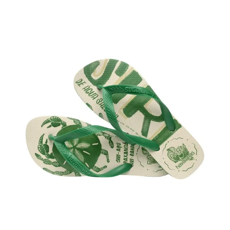 FARM RIO x Havaianas Flip Flops Women's Green Beige-2