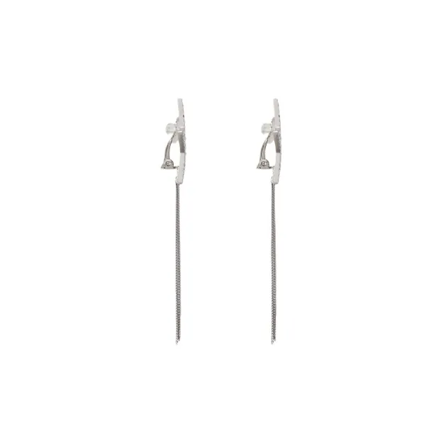 SAINT LAURENT Silver Metallic Shooting Star Tassel Drop Earrings-1