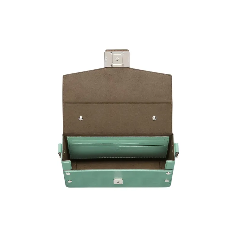 FENDI BaguetteTrunk Calfskin Shoulder Bag, Crossbody Bag, Handbag Men's Green-3