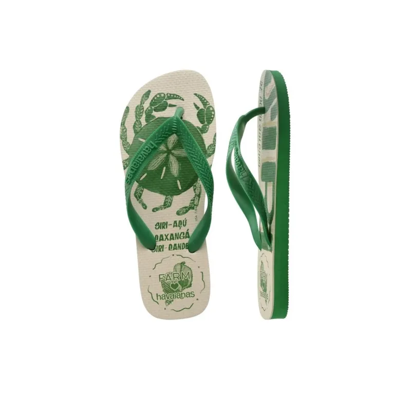 FARM RIO x Havaianas Flip Flops Women's Green Beige-3