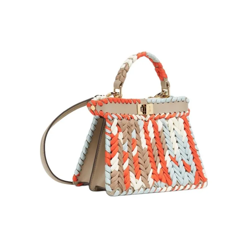 FENDI Peekaboo ISeeU Calfskin Mulberry Silk Shoulder Bag Crossbody Bag Handbag Women's Multicolor-1