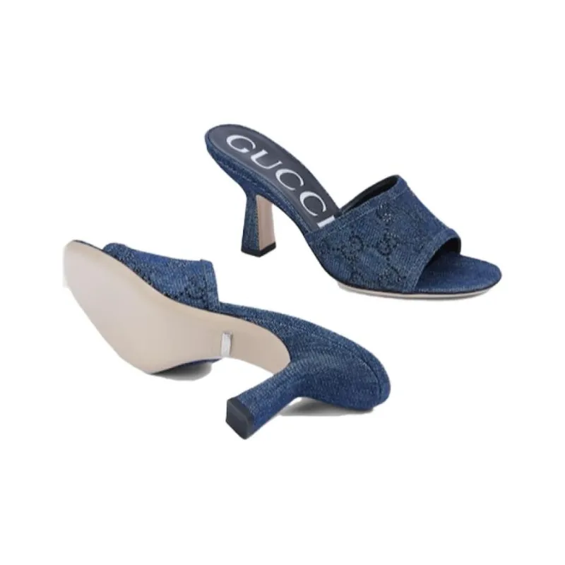 GUCCI Slide Slippers Women's Blue-5
