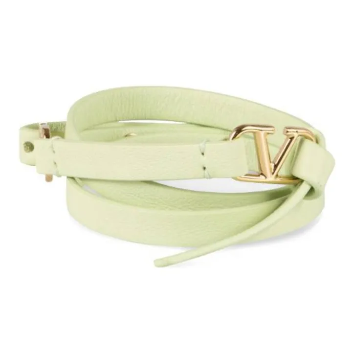 Valentino Logo Decoration Leather Belts Women's Green-0