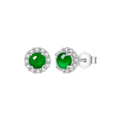 Princess Cui Ice Glutinous Jadeite Stud Earrings Unisex