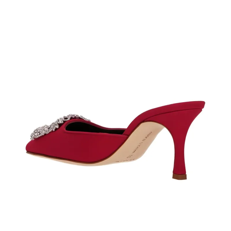 MANOLO BLAHNIK Wrap-toe Slippers Women's Burgundy-3