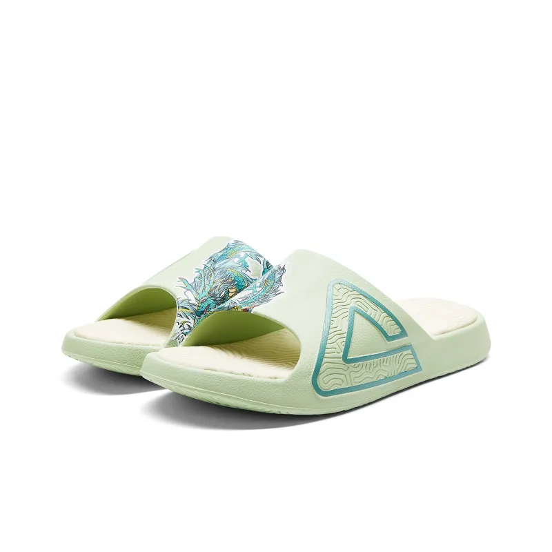 PEAK Guochuang Series Rubber Sole Quiet Slide Slippers Men's Pea Sprout Green-1