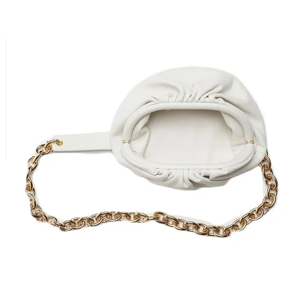 Bottega Veneta Cow Leather Fanny Pack Sling Bag Handheld Crossbody Bag Women's Chalk White-2