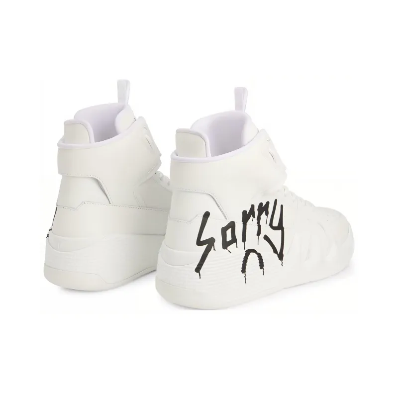 Sorry In Advance x Giuseppe Zanotti/GZ Anti-Slip And Wear-Resistant Coverage High-Top Skateboard Shoes Men's White-4
