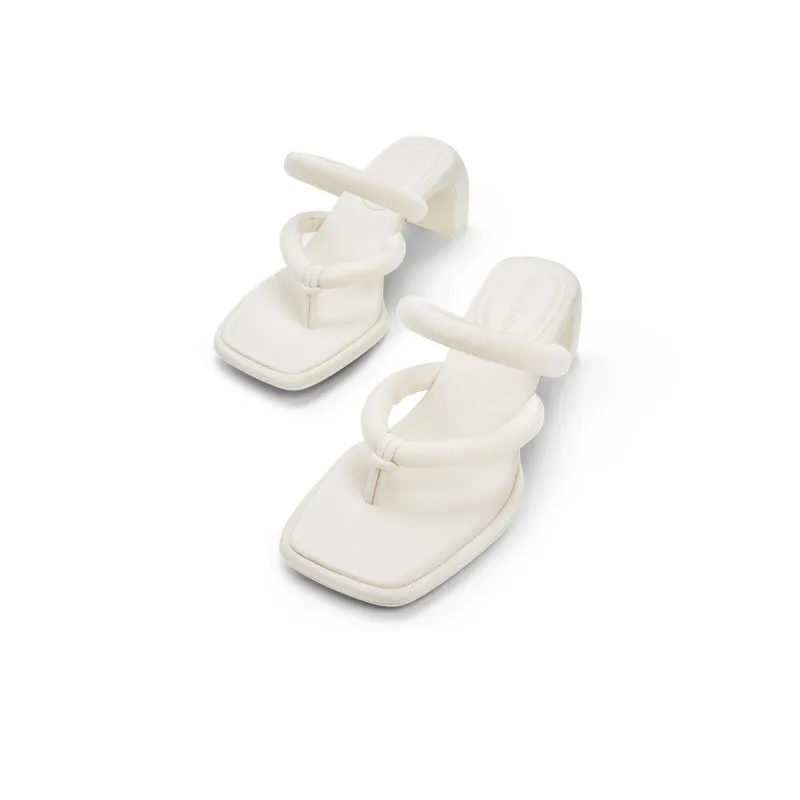 CHARLES&KEITH Small Ck Slide Slippers 7.2cm Women's Chalk White/Black Textured Black Textured-2